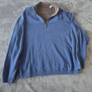 Tommy Bahama Reversible Quarter Zip Pullover Mens 2XL Blue Gray Coastal Comfort